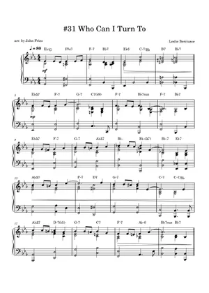 Who Can I Turn To Sheet Music with Chords for Piano (Solo) easy Who Can I Turn To Sheet Music with Chords for Piano (Solo) easy