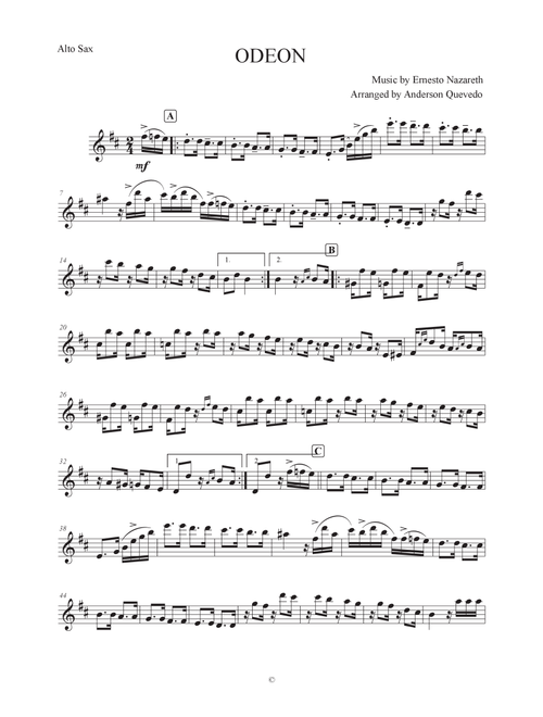 Odeon for Alto Saxophone (Arr. Anderson Quevedo) - Ernesto Nazareth (Alto Sax Solo)