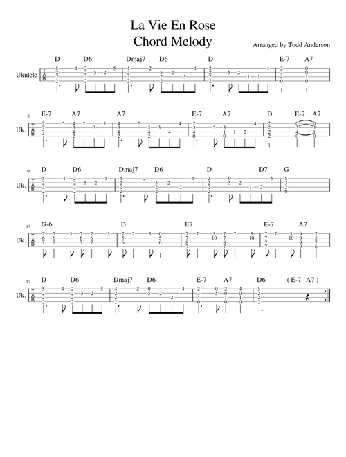 La Vie En Rose - chord melody (Ukulele)