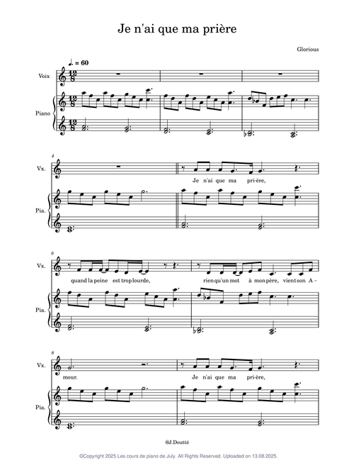 Je n'ai que ma prière – Glorious