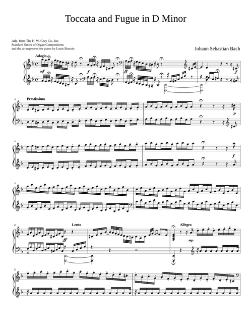 Bach Toccata and Fugue in D Minor (Piano solo)