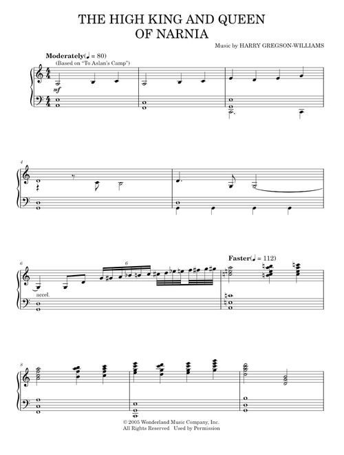 The High King And Queen Of Narnia - David Arnold, Harry Gregson-Williams, The Chronicles Of Narnia: (Piano Solo)
