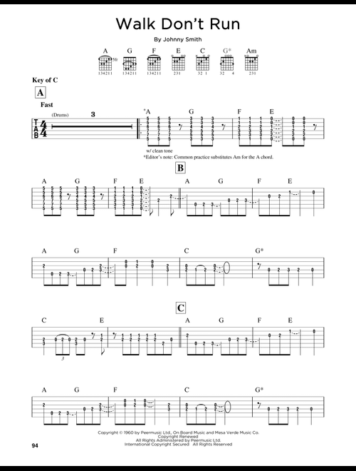 Walk Don't Run - The Ventures (Guitar Lead Sheet)