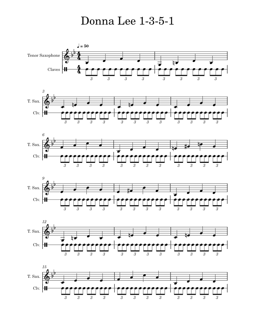 Donna Lee 1353 chord tones Charlie Parker Sheet music for Piano
