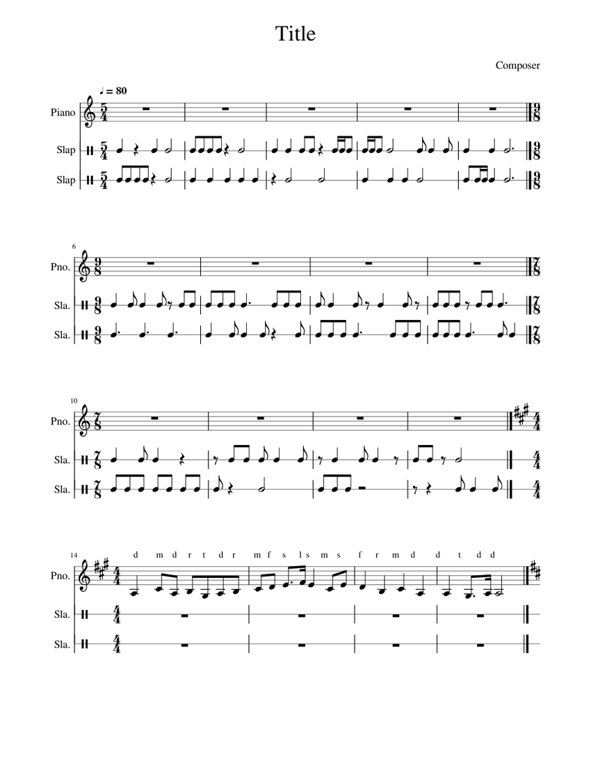 Aural assessment- Year 10 Sheet music for Piano, Slap (Mixed Trio ...