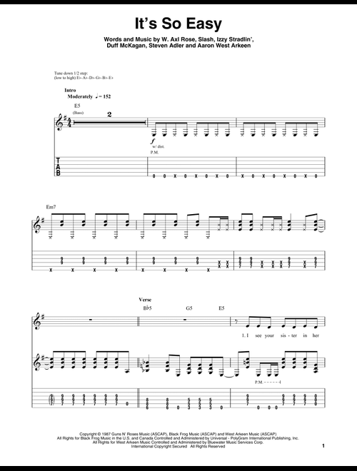 It's So Easy - Guns N' Roses (Guitar Tab Play-Along)