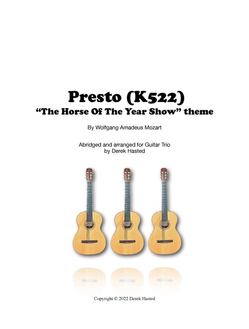 Presto (Mozart K522 - theme from The Horse Of The Year Show) - 3 guitars/large ensemble (Arr. Derek Hasted) - W.A. Mozart (Guitar Ensemble)