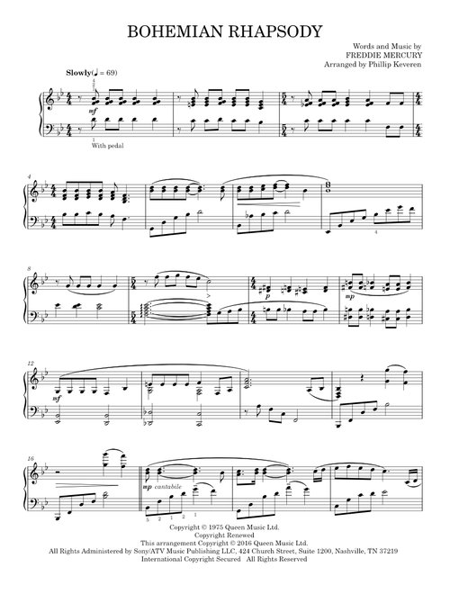 Bohemian Rhapsody [Classical version] (arr. Phillip Keveren) - Queen (Piano Solo)