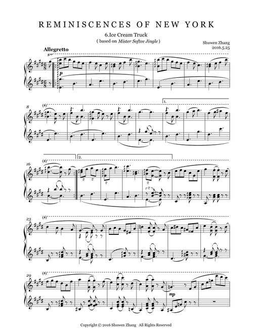 Reminiscences of New York,Bk.1,No.6:Ice Cream Truck - Schuwenn Z. (Piano Solo)