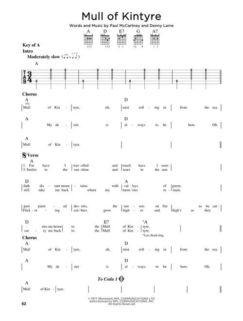 Mull Of Kintyre - Wings (Guitar Lead Sheet)