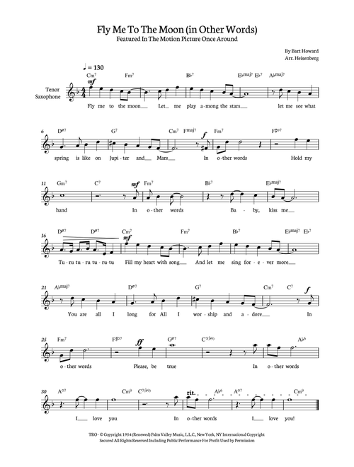 Fly Me To The Moon (in Other Words) (Arr. Heisenberg) - Tony Bennett (Tenor Sax Solo)