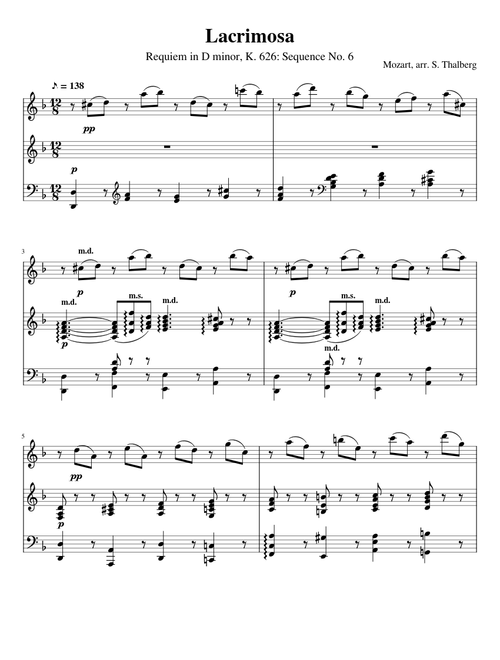Lacrimosa - Mozart arr. S. Thalberg