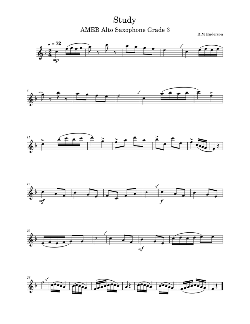 Study AMEB Grade 3 Alto Saxophone Sheet music for Saxophone Study AMEB Grade 3 Alto Saxophone Sheet music for Saxophone