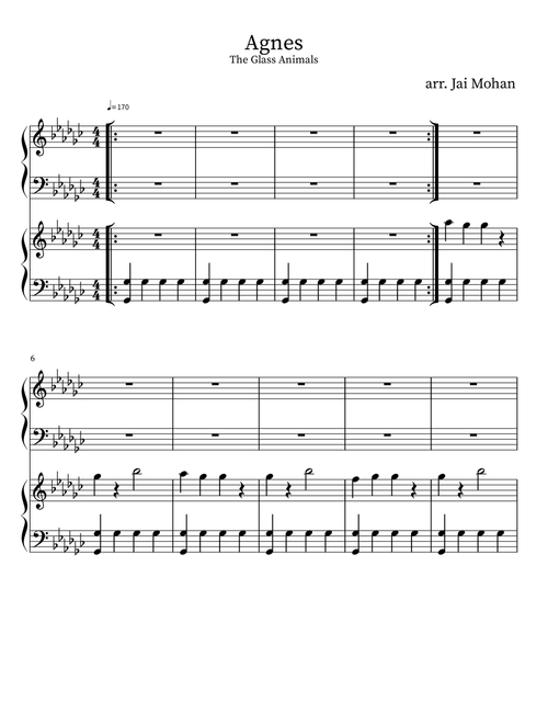 Agnes (Arr. Jai Mohan) - Glass Animals (Instrumental Duet and Piano)
