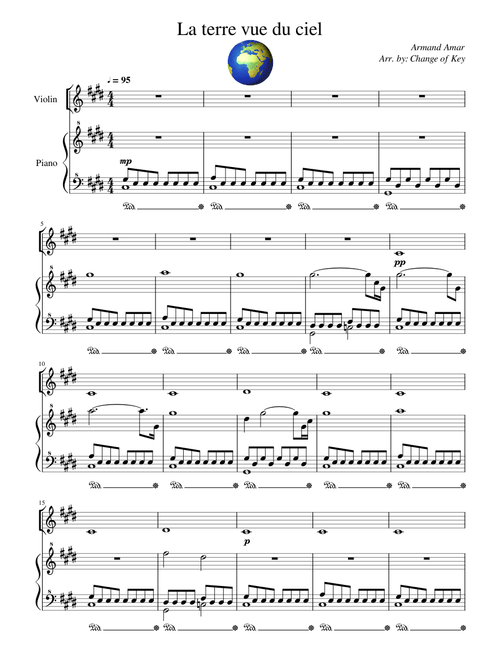 Armand Amar - La terre vue du ciel (for violin and piano)