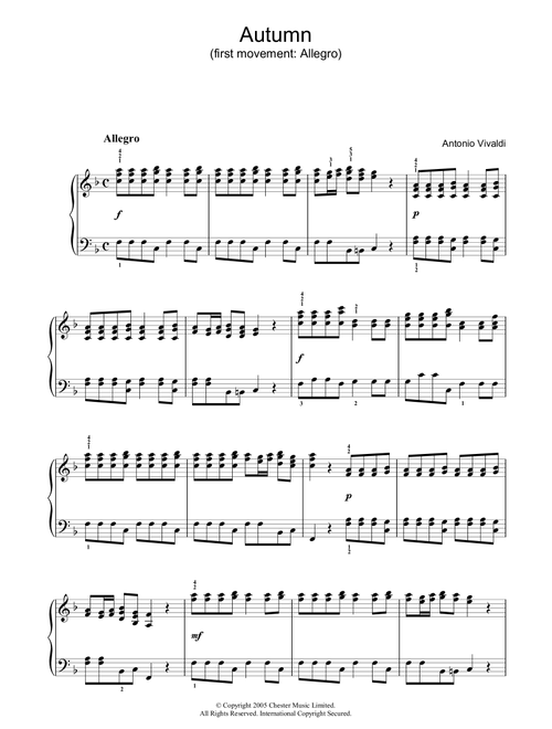 Autumn (first movement: Allegro) - Antonio Vivaldi (Piano Solo)