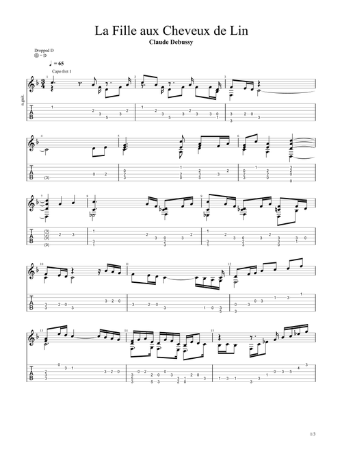 La fille aux cheveux de lin (Claude Debussy) (Arr. Chris Richter) (Solo Guitar)