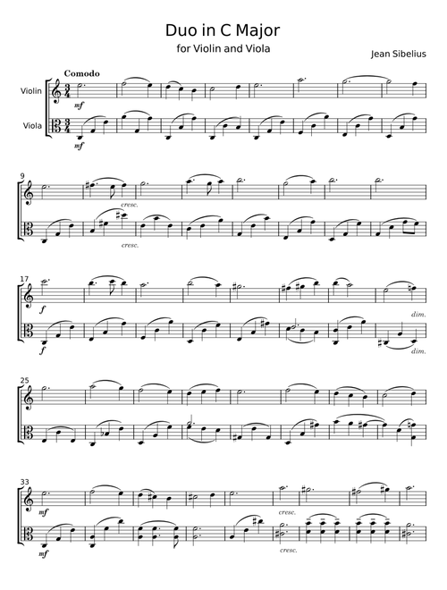 Duo in C Major with violin and viola - Jean Sibelius