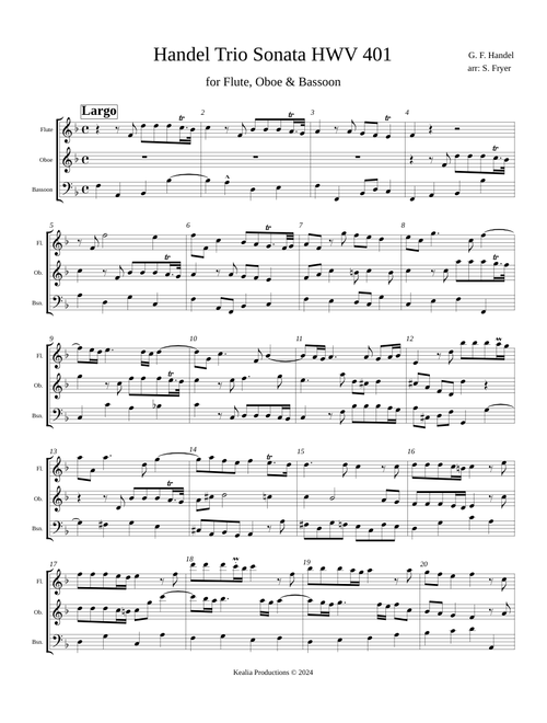 Trio Sonata in F major, HWV 401 – Georg Friedrich Händel