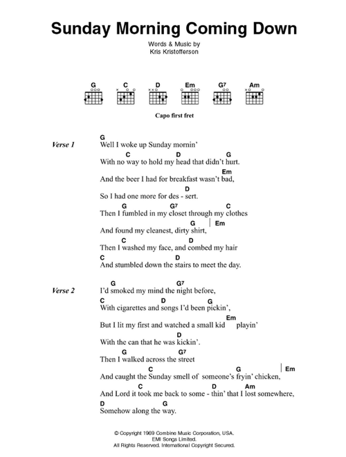 Sunday Morning Coming Down - Johnny Cash (Guitar Chords-Lyrics)