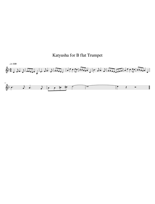 Katyusha for B flat Trumpet