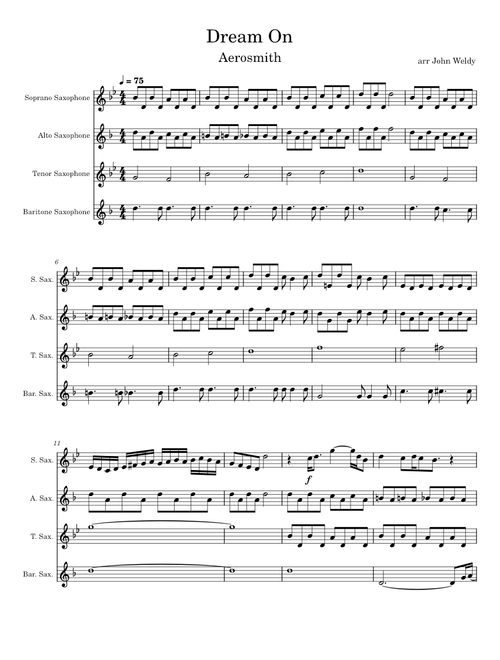 Dream on – Aerosmith for Sax Quartet