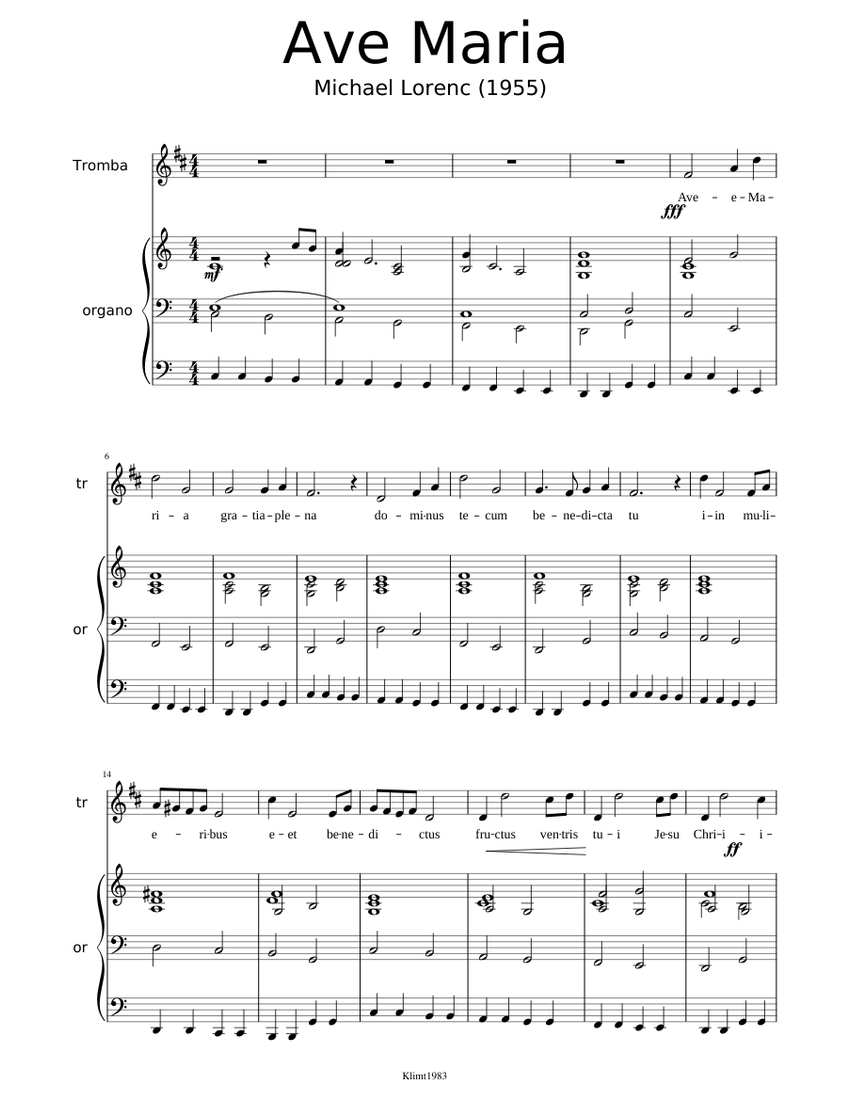 Ave Maria Sheet Music for Trumpet in b-flat (Solo) | MuseScore.com