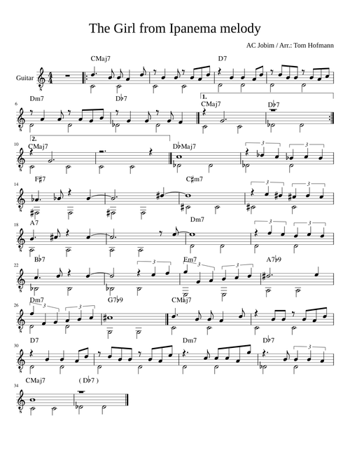 The Girl from Ipanema - Very Easy Fingerstyle Arrangement