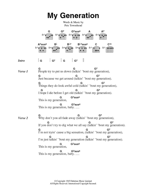 My Generation - The Who (Guitar Chords-Lyrics)