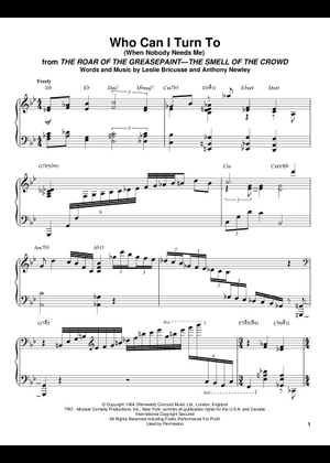 Who Can I Turn To (When Nobody Needs Me) (Lead sheet with lyrics