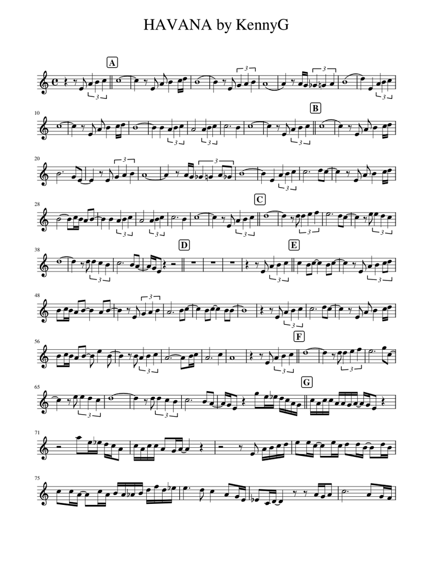 Havana kenny g saxo alto Sheet music for Saxophone alto (Solo