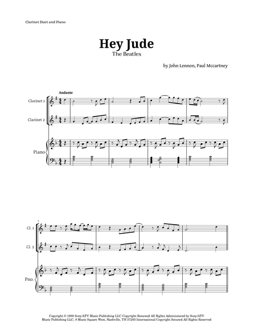 Hey Jude (Arr. Langanho) - The Beatles (Instrumental Duet and Piano)