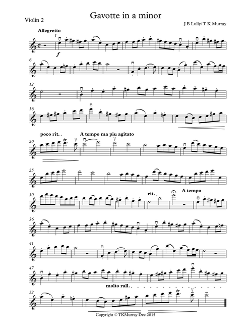 Lully - Gavotte - 2nd. Violin Part - Suzuki Bk.2 - TK Tim Murray (Violin Solo)