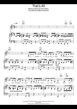 Play Official version of That's All Sheet Music by Genesis for