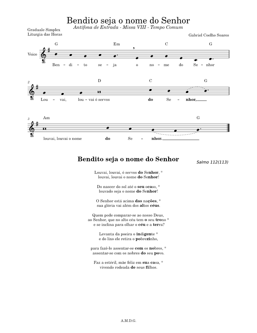 Bendito_seja_o_nome_do_Senhor Sheet Music with Chords for Vocals ...