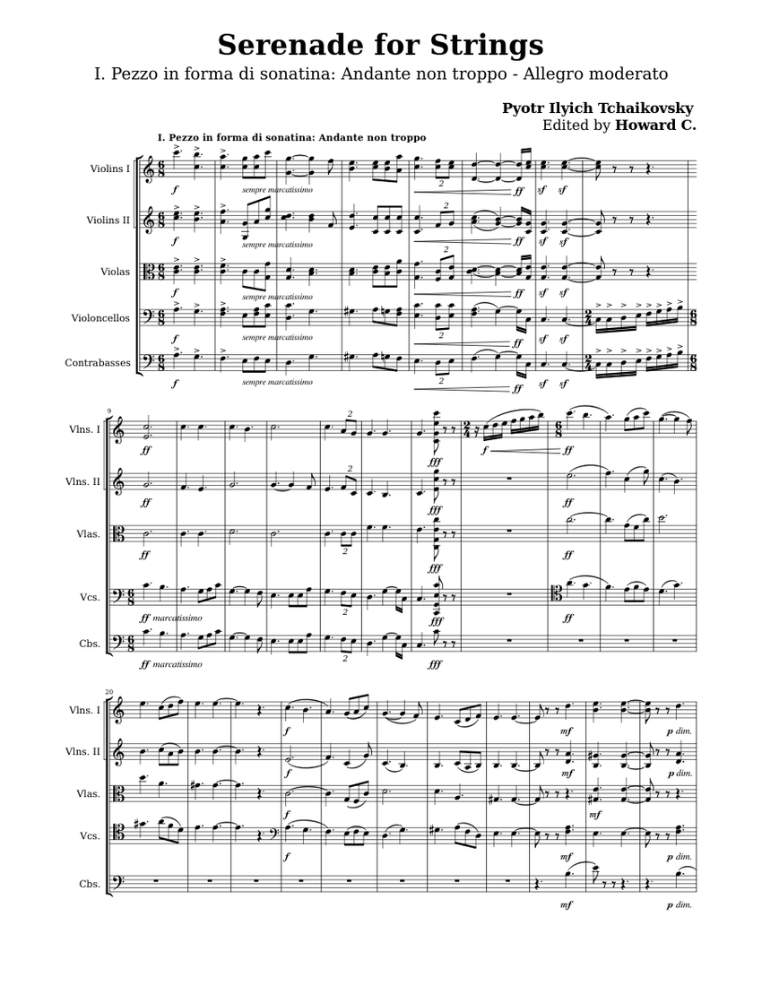 Tchaikovsky: Serenade for Strings: I. Pezzo in forma di