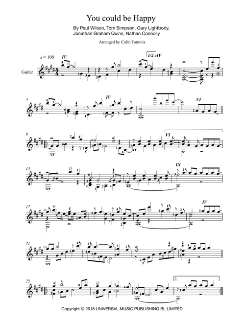 You Could Be Happy (Arr. Colin Tommis) - Snow Patrol (Solo Guitar)