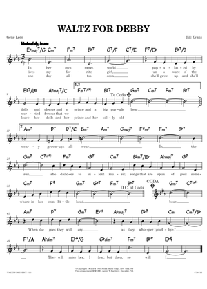 Play Official version of Waltz for debby Sheet Music by Bill Evans
