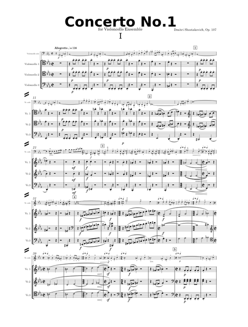 Cello Concerto No.1 – Dmitri Shostakovich Dmitri Shostakovich Cello Concerto No.1 Op.107 CELLO QUARTET