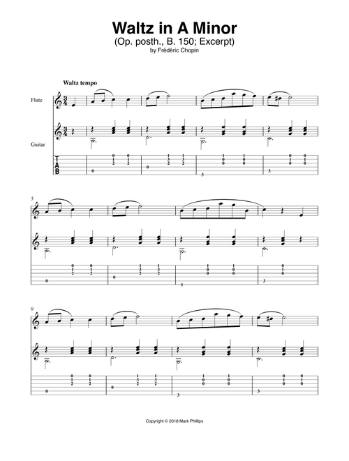 Waltz in A Minor (Op. posth., B. 150) (Arr. Mark Phillips) - Frédéric Chopin (Instrumental Duet)