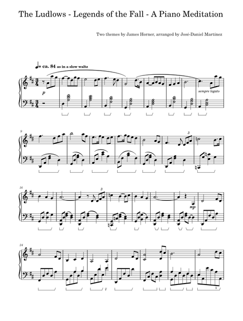 The Ludlows - Legends of the Fall - A Piano Meditation