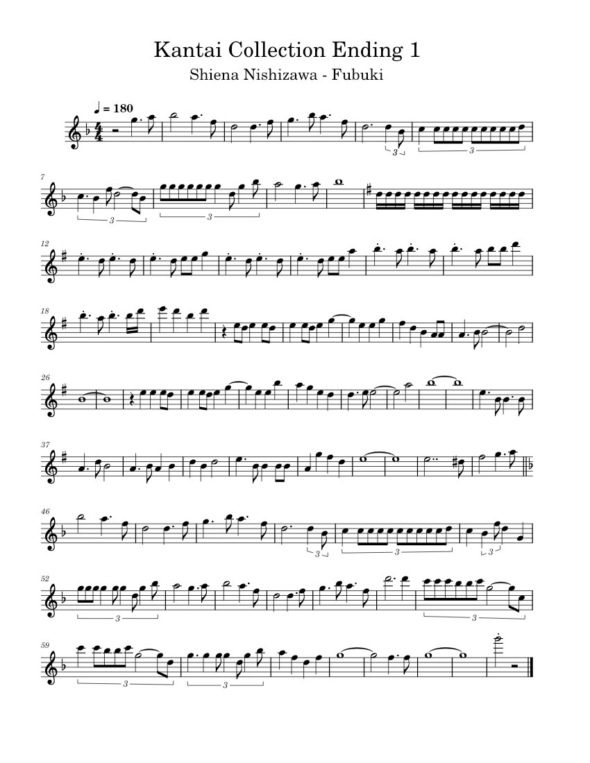 値下げ・CHANGES for 7 Flutes スコア&パート譜 Kantai Collection Ending 1 Sheet Music for Flute (Solo