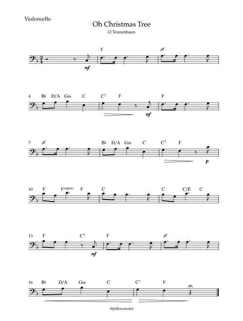 Oh Christmas Tree (O Tennenbaun) - Violoncello and chords (Arr. Jefferson Sini) - Anonimus (Cello Solo)