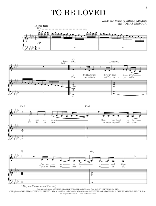 To Be Loved - Adele (Piano Vocal)