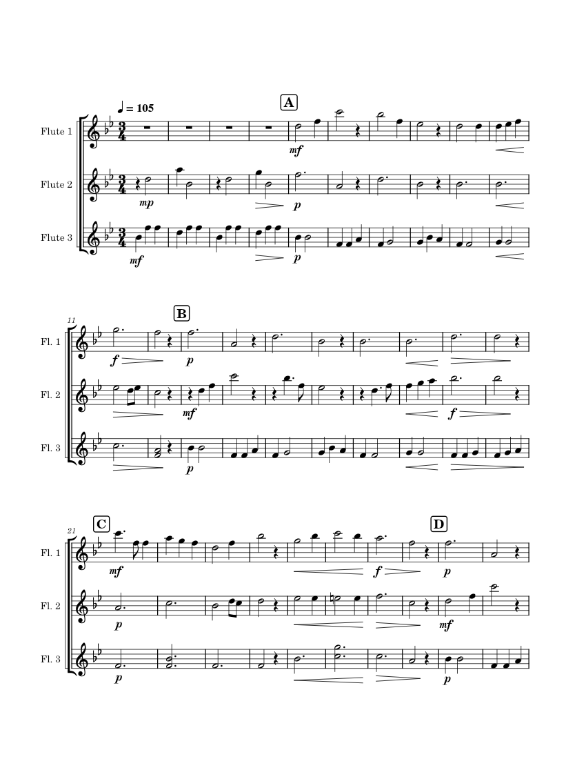 Edelweiss Sound of Music Flute Trio Sheet music for Flute (Woodwind