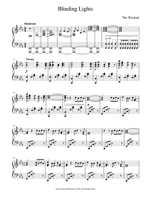 Blinding Lights - Piano