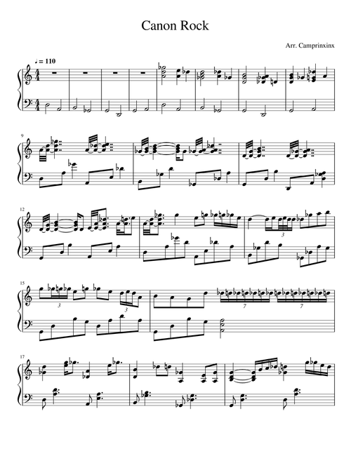 Canon Rock Piano (Arr. camprinxinx) (Piano Solo)