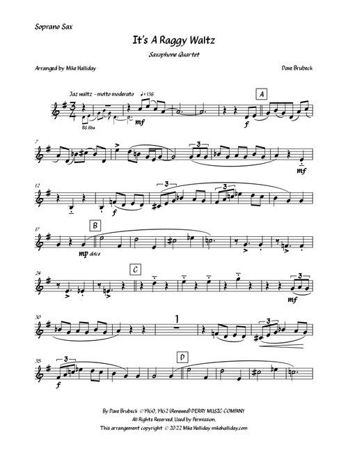 It's A Raggy Waltz (Arr. Mike Halliday) - Dave Brubeck (Woodwind Ensemble)