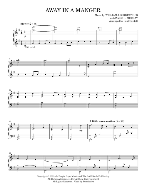 Away in a Manger - William J. Kirkpatrick (Piano Solo)