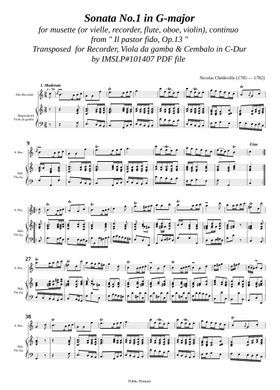 Free Nicolas Chédeville sheet music | Download PDF or print on